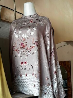 Blouse Wanita Motif Bunga Abu Mauve